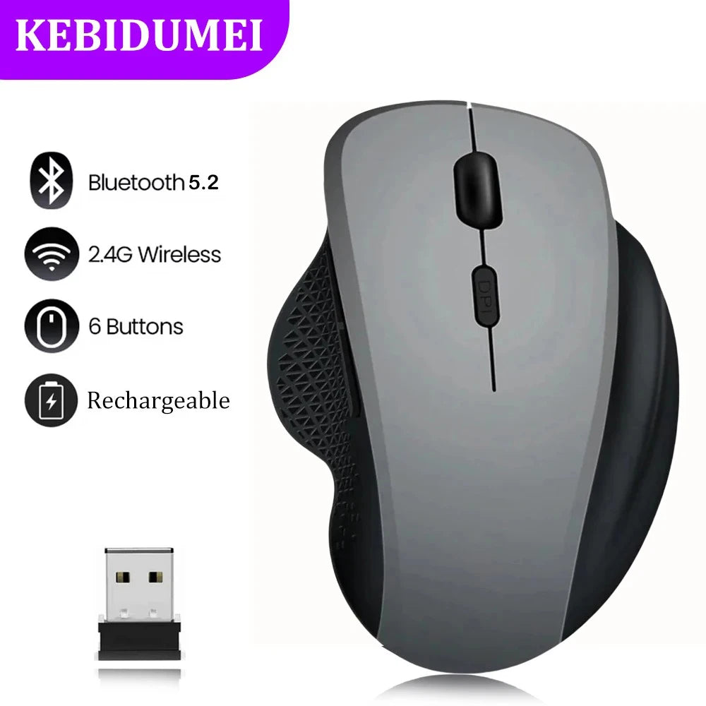 6 Button Ergonomic Mouse 2.4G Wireless Mouse Bluetooth Mouse 400mAh Rechargeable Gaming Mice 1600DPI Optical Mouse For PC Laptop