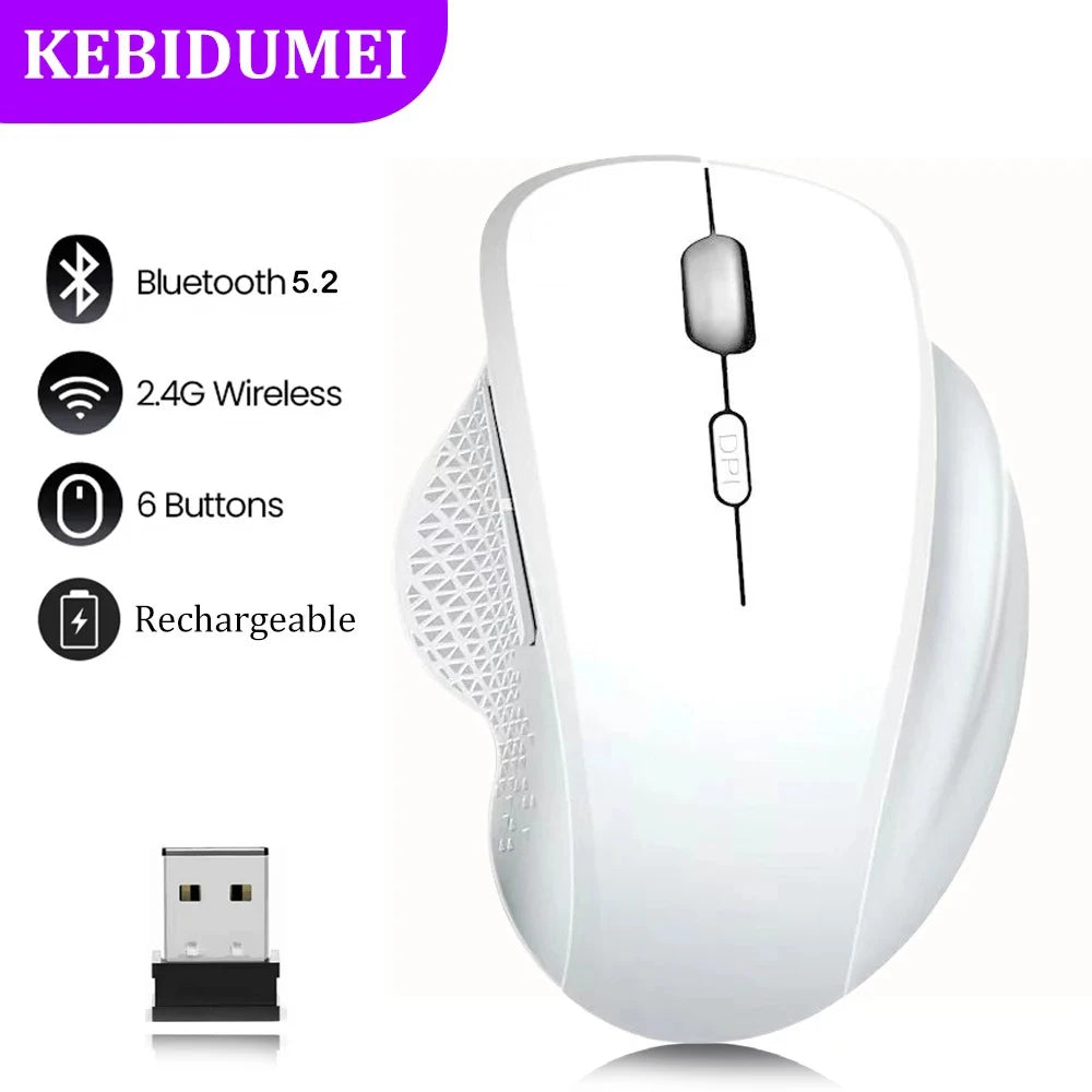 6 Button Ergonomic Mouse 2.4G Wireless Mouse Bluetooth Mouse 400mAh Rechargeable Gaming Mice 1600DPI Optical Mouse For PC Laptop