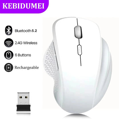 6 Button Ergonomic Mouse 2.4G Wireless Mouse Bluetooth Mouse 400mAh Rechargeable Gaming Mice 1600DPI Optical Mouse For PC Laptop