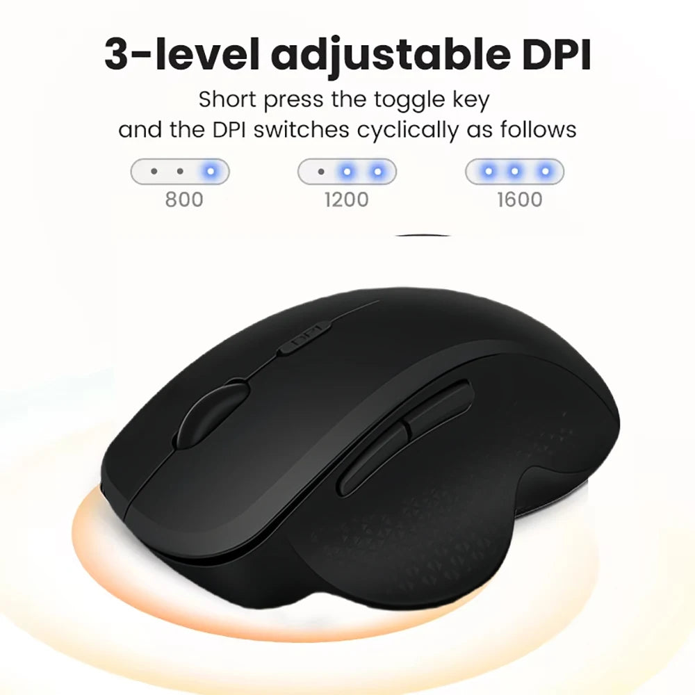 6 Button Ergonomic Mouse 2.4G Wireless Mouse Bluetooth Mouse 400mAh Rechargeable Gaming Mice 1600DPI Optical Mouse For PC Laptop