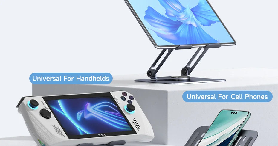 Hagibis 360° Rotating Tablet Stand Adjustable Tablet Holder Dual Rod Support Aluminum Foldable Cradle for iPad Pro Switch ROG