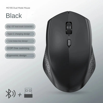 6 Button Ergonomic Mouse 2.4G Wireless Mouse Bluetooth Mouse 400mAh Rechargeable Gaming Mice 1600DPI Optical Mouse For PC Laptop