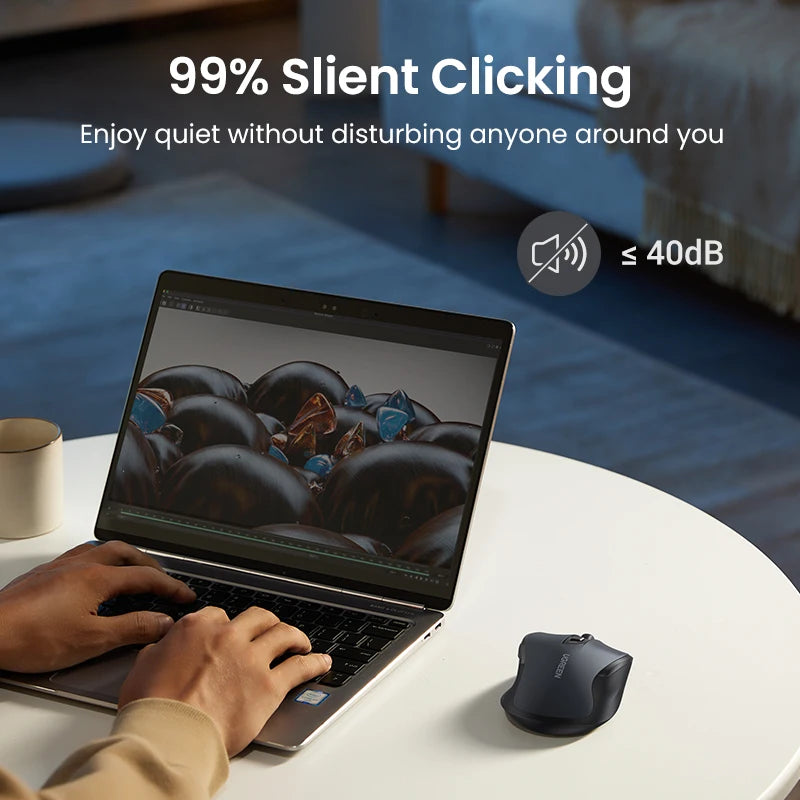 UGREEN Ergonomic Wireless Mouse – Bluetooth & 2.4G, Silent, 4000 DPI, 6 Buttons for PC & Mac